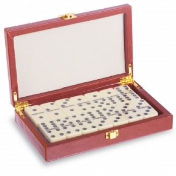 Домино настольная игра в кожзам коробке 5211L (кости-пласт, h-см,р-р кор. 20,5x12,5x4см)