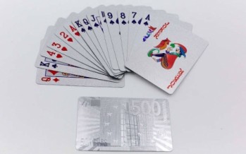 Игральные карты серебряные IG-4567-S SILVER 500 EURO (колода в 54 листа, толщина-0,28мм)