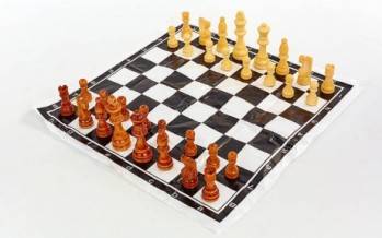 Шахматные фигуры деревянные с полотном для игр IG-4929 (3104) (дерево, h короля-8см)