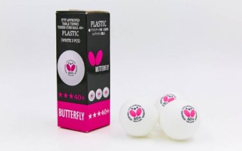 Набор мячей для настольного тенниса 3 штуки BUTTERFLY 95710270 3star (пластик, d-40мм, белый)