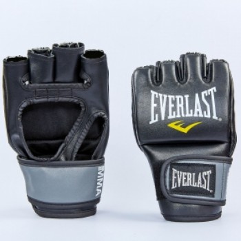 Перчатки для смешанных единоборств MMA PU EVERLAST 7778B PRO STYLE GRAPPLING (р-р S-XL, черный-серый)
