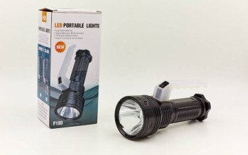 Фонарик ручной светодиодный F180 (пластик, 1 Cree Led лампа, на батарейках (3 АА), черный)