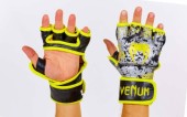 Перчатки для смешанных единоборств MMA кожаные VNM TRAMO VL-5791 (р-р M-XL, черный-серый-желтый)